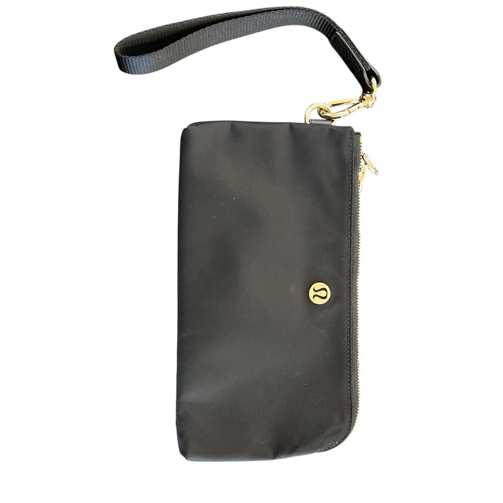 Lululemon Black Gold Wristlet Wallet Zip Pouch One Size Casual Bag EUC
